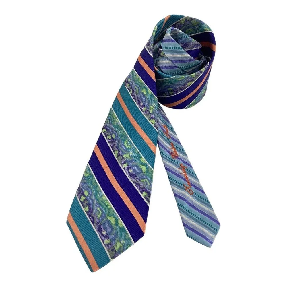 ROBERT GRAHAM XL Blue Art Print Silk Tie Made In USA 62"-3.25" EX COND - Picture 2 of 8